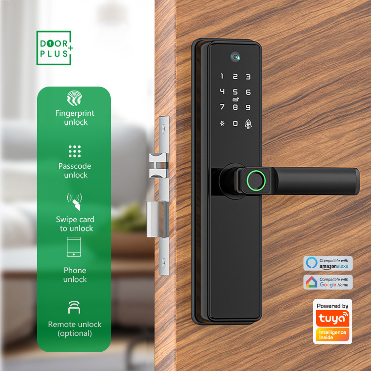 Doorplus Tuya Smart Fingerprint Digital Password Keyless Apartment Home Room Lock APP Smart Door Lock