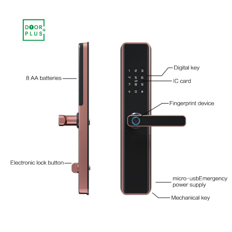 Doorplus TUYA WIFI Fingerprint Lock Remote Unlock Digital Lock For Home Card Key Cerradura Intelligente Smart Door Lock