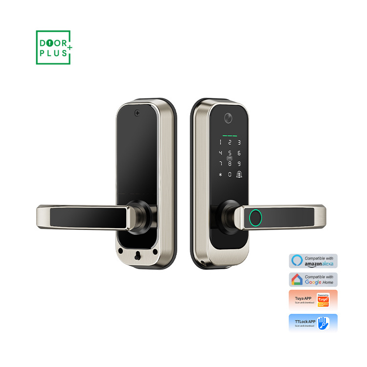 Doorplus High Security Fingerprint Deadbolt Lock TTlock Tuya APP Electric Bolt Digital NFC Password Keyless WiFi Smart Door Lock