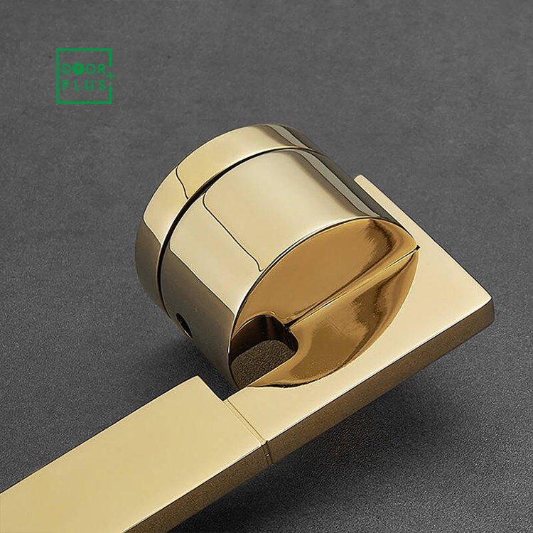 Doorplus Modern Simple Gold Lever Door Handles For Interior Furniture Doors Bedroom Door Handle Lock