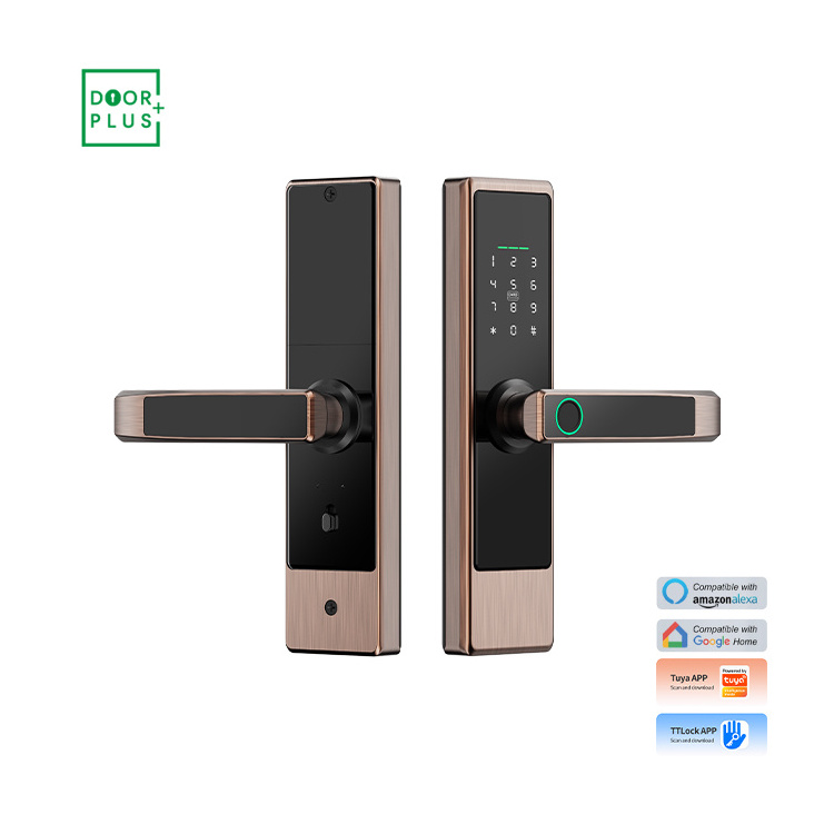 Doorplus Home security Wifi Digital Tuya Smart Lock Fingerprint Electric Door Lock Keyless Smart Door Handle Lock