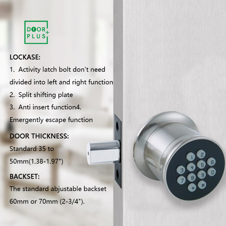 Doorplus 2022 Smart Door Lock Waterproof Keyless Smart Door Knob Deadbolt Lock