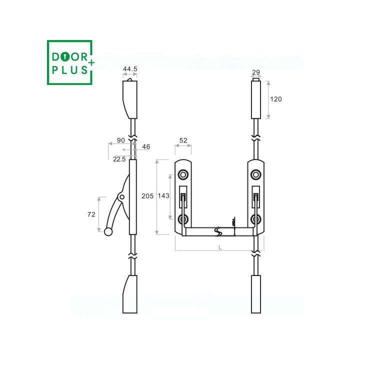 Doorplus CE Fire Rated ANSI Escape Door Lock fire emergency door exit device Panic Exit Device Push Bar