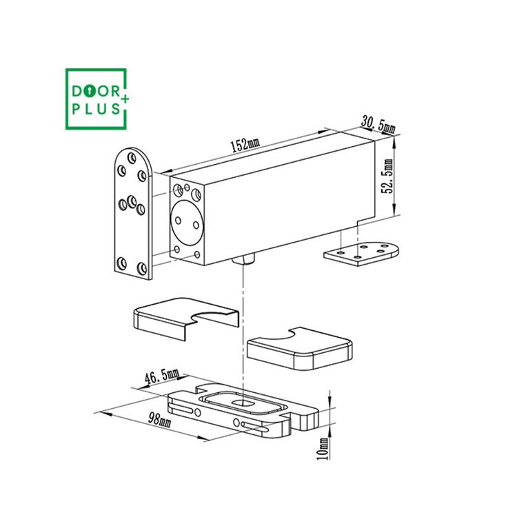 Doorplus Bearing Concealed Wood Door Closer Invisible Pivot  Hinge Hidden Floor Spring Hydraulic Door Closer