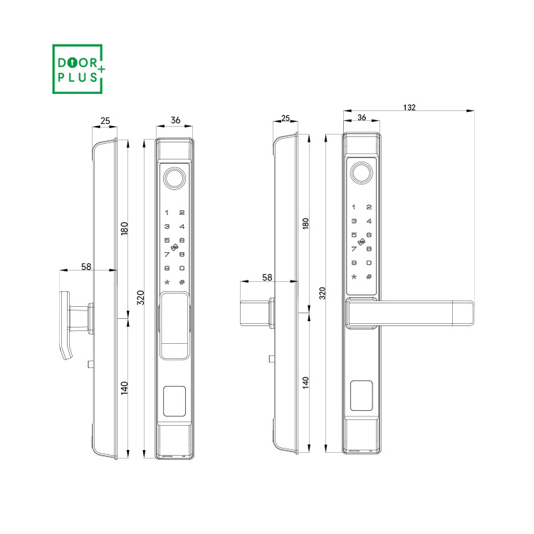 Doorplus Automatic Smart Lock Keyless Door Locks Waterproof Outdoor Tuya Biometric Fingerprint Smart Lock