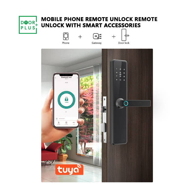 Doorplus Digital Fingerprint Ttlock Wifi APP Smart Handle Door Lock Tuya Zigbee Electric Door Lock Smart