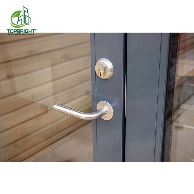 Commercial heavy security swing door laminate glass hinges aluminium casement door price