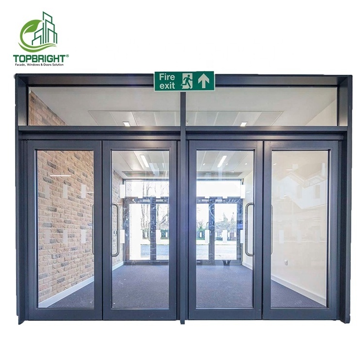 Commercial heavy security swing door laminate glass hinges aluminium casement door price