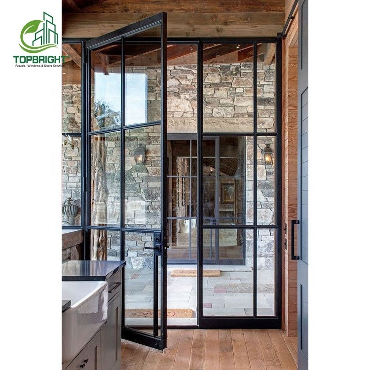 Interior french swing kitchen door extremely narrow black steel galvanized casement door