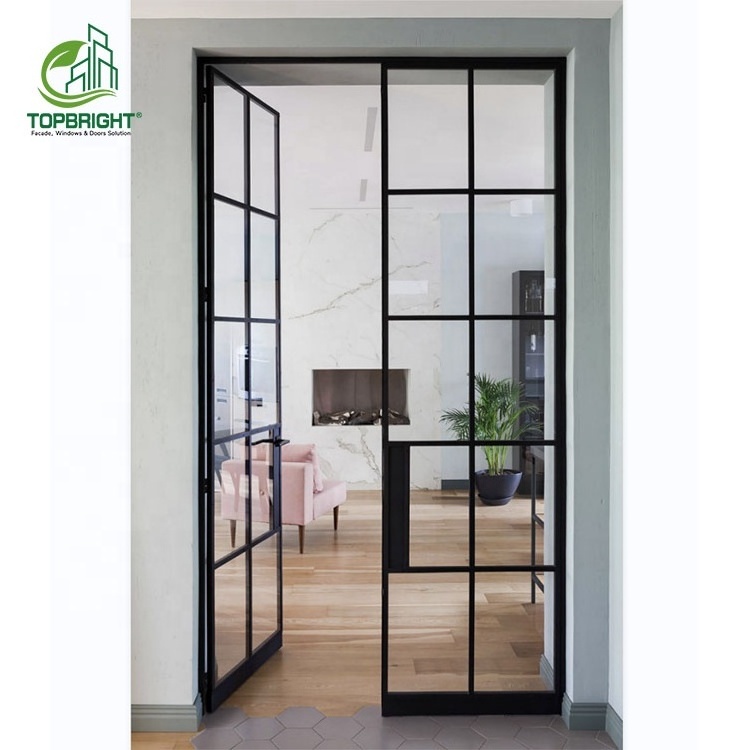 Interior french swing kitchen door extremely narrow black steel galvanized casement door