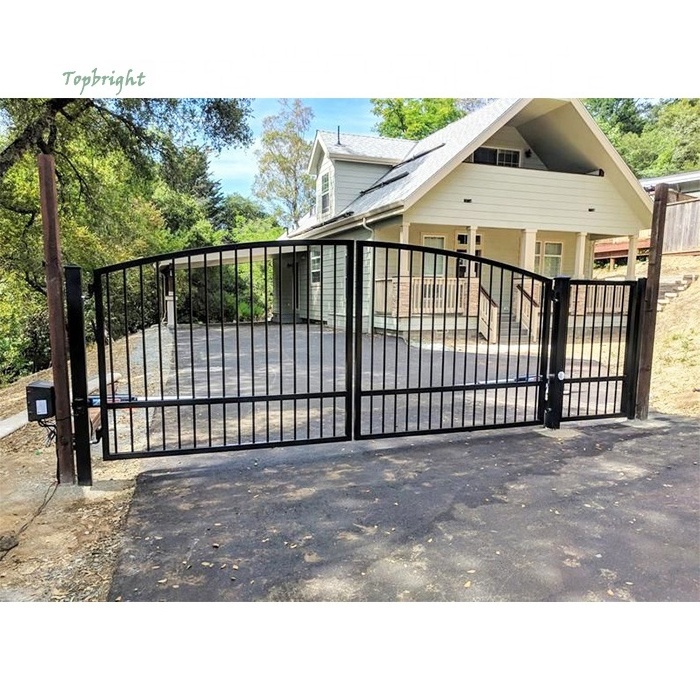 Courtyard decorative metal outdoor main entrance retractable safety swing driveway gate