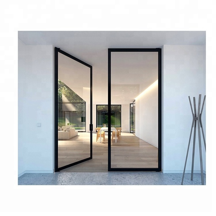 swing door exterior double swing narrow thin aluminium frame french casement doors push and pull steel grid entrance entry door