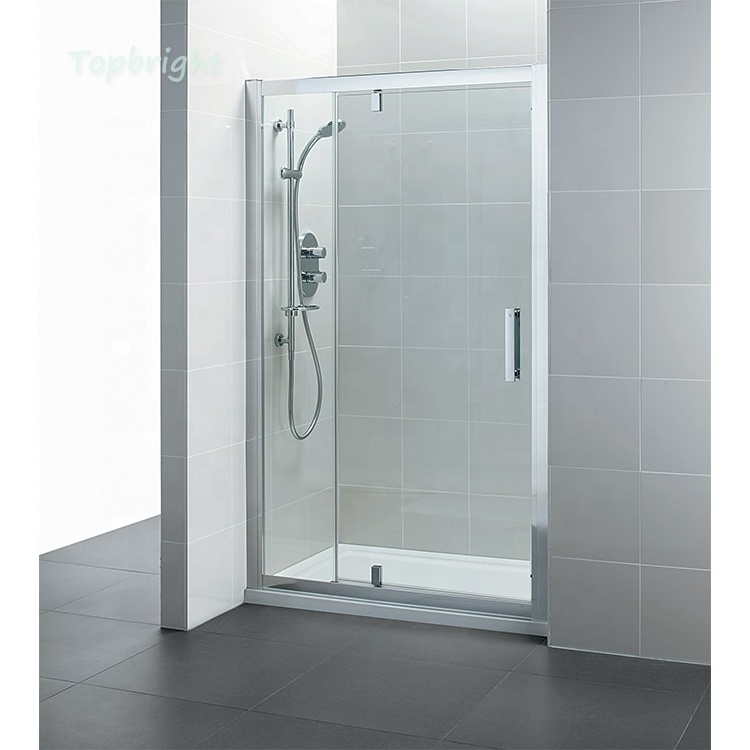 Factory cost waterproof frameless double panels sliding tempered glass shower door