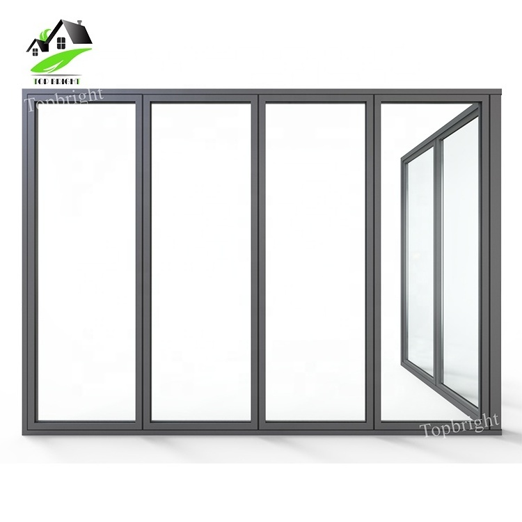 Vertical accordion exterior bifold door patio aluminum alloy bi folding sliding glass door