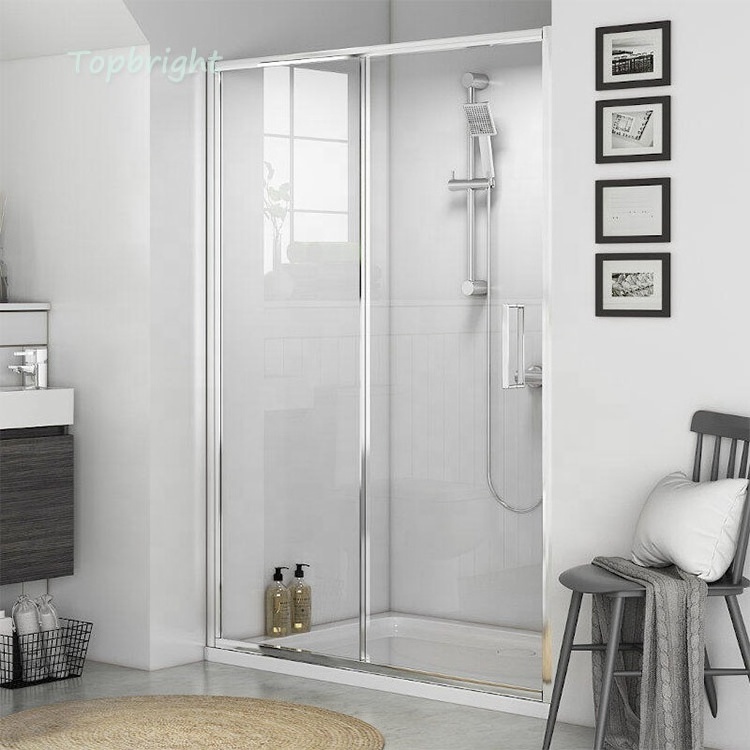 Factory cost waterproof frameless double panels sliding tempered glass shower door