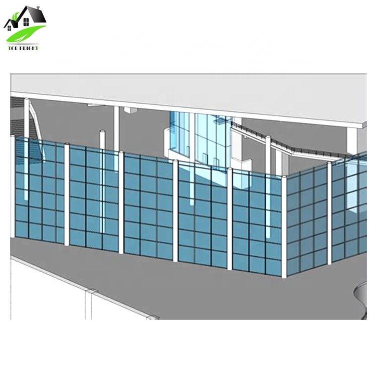 China supplier manufacture aluminum steel frame glazing structural tempered glass curtain wall