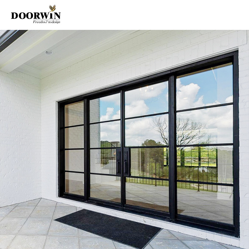 Doorwin Delaware Aluminum Soundproof Double Glass Exterior French Aluminum Frame Glass Swing Door