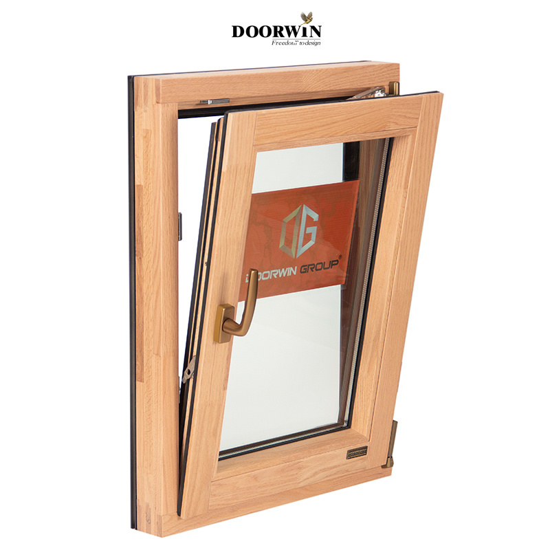 Doorwin Modern Design Composite Oak Wood Swing Windows Bedroom with Horizontal Opening