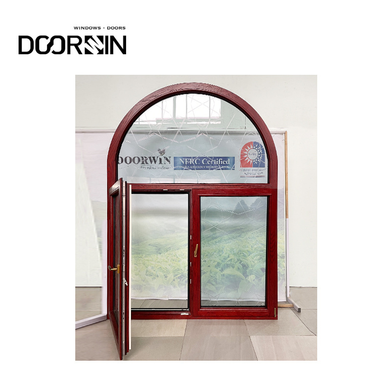 Modern Custom Arch Top Large Metal Aluminum Wooden Swing Large Window Arch Shaped Windows