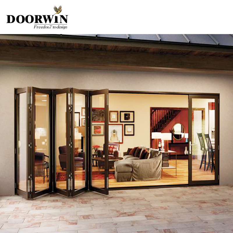 Doorwin Lightweight Aluminium American Standard Folding Accordion Door Bi-fold Exterior Entry Door Folding Glass Doors