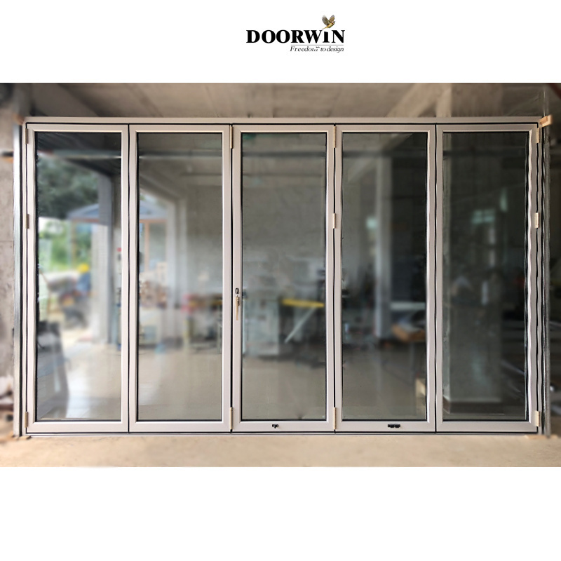 USA Commercial Accordion Fold Sliding Exterior Door Residential Glass Aluminum Bi Folding Doors With Locks