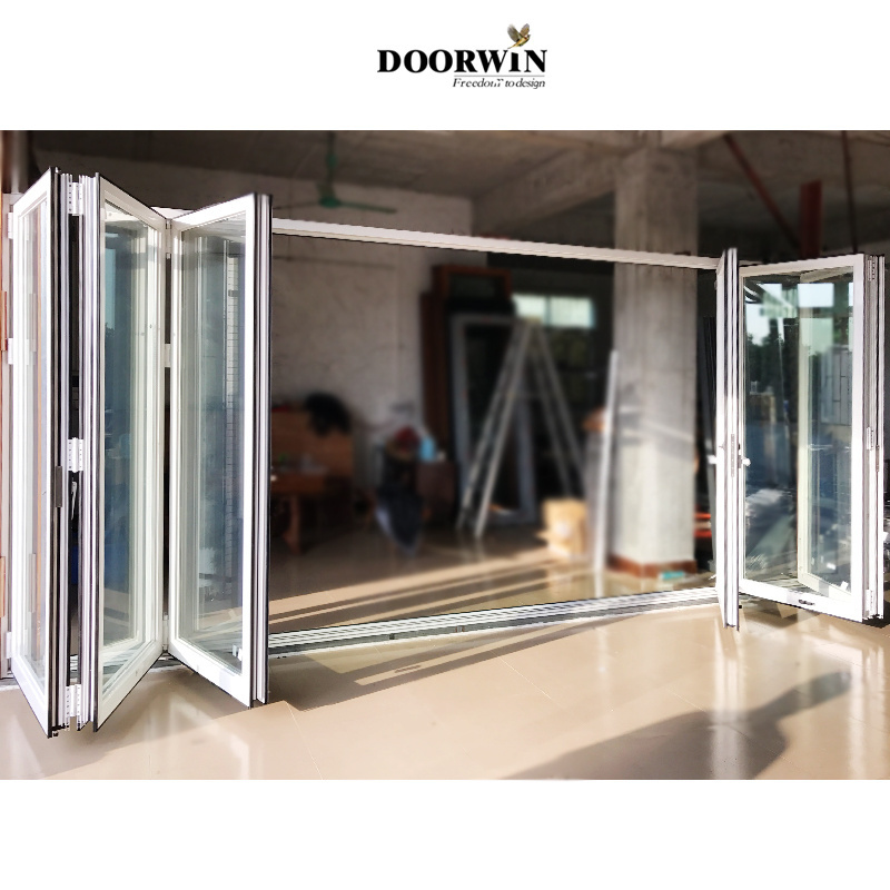 USA Commercial Accordion Fold Sliding Exterior Door Residential Glass Aluminum Bi Folding Doors With Locks