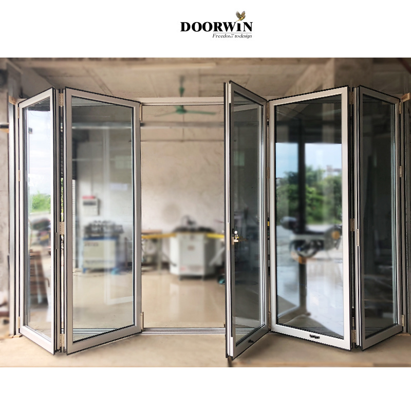 USA Commercial Accordion Fold Sliding Exterior Door Residential Glass Aluminum Bi Folding Doors With Locks