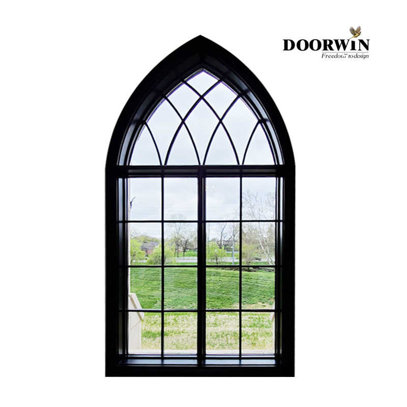 Verified Pro America Customized Specialty Shape Wooden Window Design Aluminum Wood Tempered Glass Arch Shaped Windows