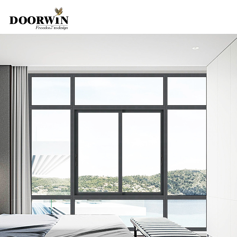 Doorwin American Style Double Glazed Tempered Glass Windows for house Energy Efficient Windows Aluminum 3 Tracks Sliding Windows