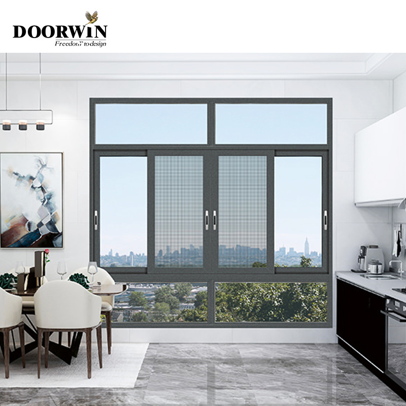 Doorwin American Style Double Glazed Tempered Glass Windows for house Energy Efficient Windows Aluminum 3 Tracks Sliding Windows