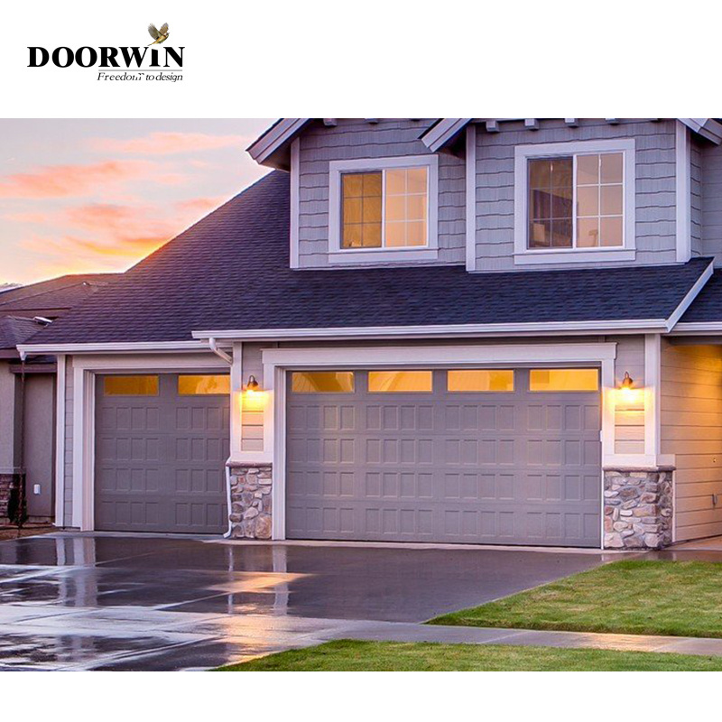 Doorwin Modern safety residential aluminum Automatic roll up glass garage door tempered aluminum glass garage door