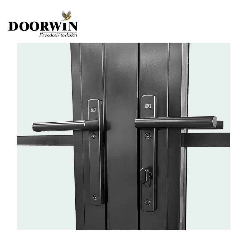 Doorwin Aluminum Soundproof Double Glasses Aluminum Frame French Commercial Doors