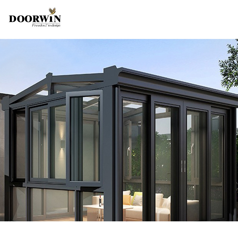 Doorwin new design Prefabricated Winter Garden Patio Enclosure Modern Glass House Free Standing 3 4 Seasons Sun Room