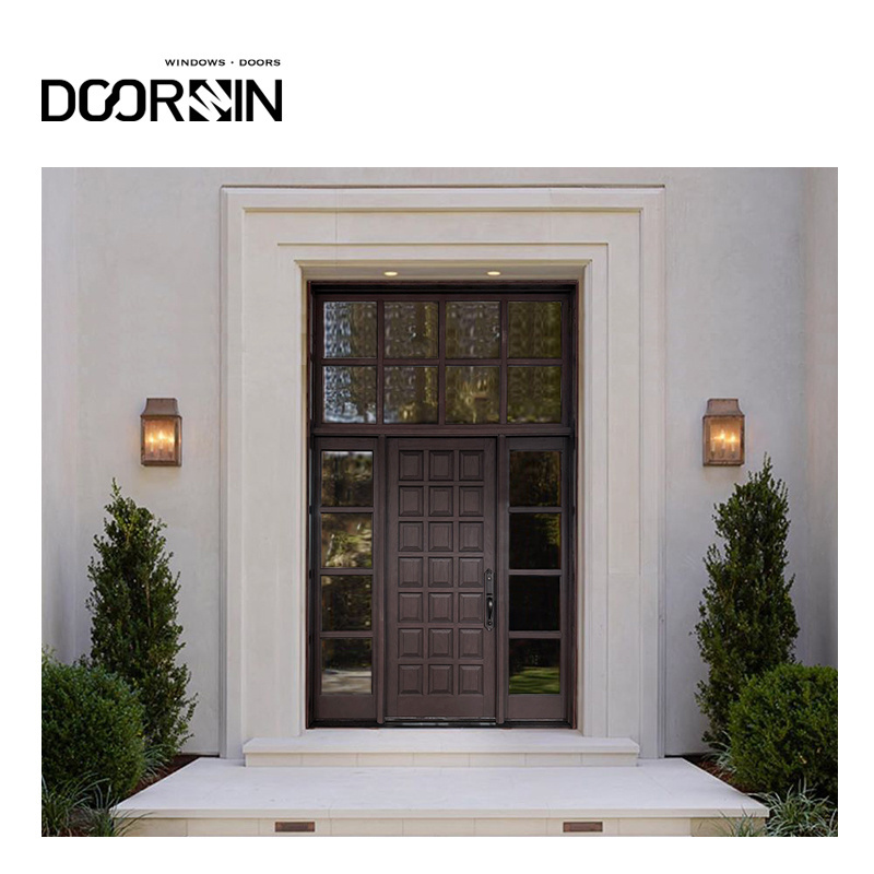 Modern Villa Exterior Oversized Hinged Entry Door With Wood Frame