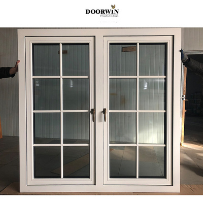 Doorwin White Aluminium Double Swing French Door And Grille Design Wooden Frames Casement Window