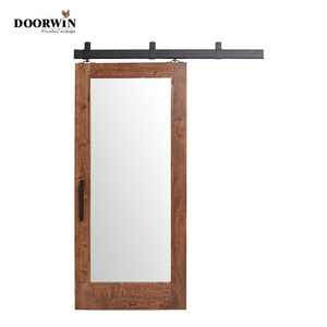 Double Door North Central US OAK Wood Sliding Indoor Barn Doors Balcony Sliding Wood Door for a house