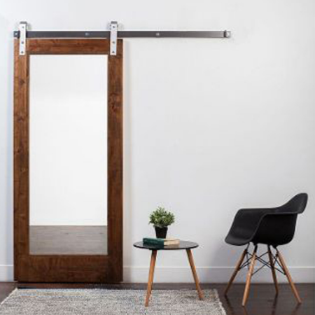 Modern design Prettywood Modern Interior Solid Wooden Sliding Barn Door With Steel Hardware Set