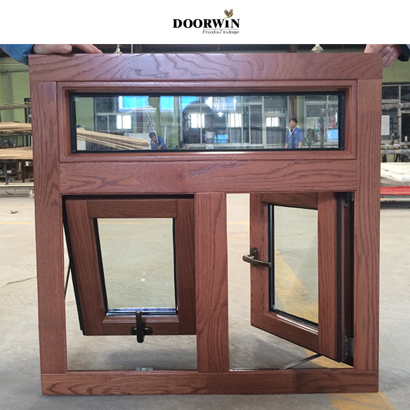 Popular out-swing  aluminum thermal break clad wood casement wooden windows design triple glazed house window