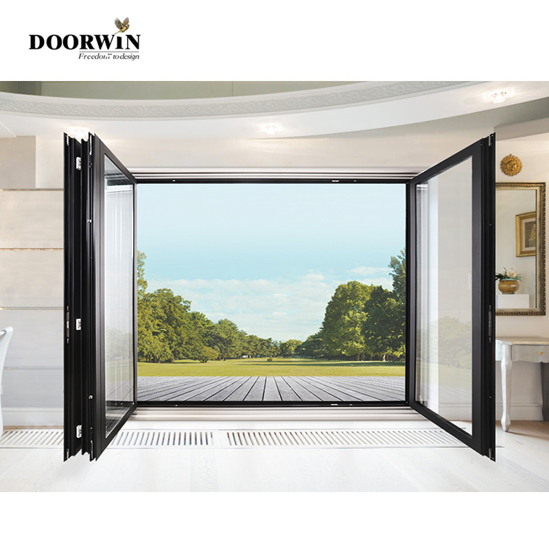 Thermal Break Aluminum 8 Panels bi fold Outdoor Foldable Bi Folding Accordion Doors Patio Glass bi folding Doors