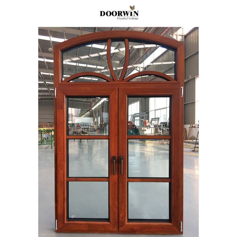 15 DAYS fast shipping Wood Aluminum Arched top wrought iron french double front entry doors iron exterior entrance doors