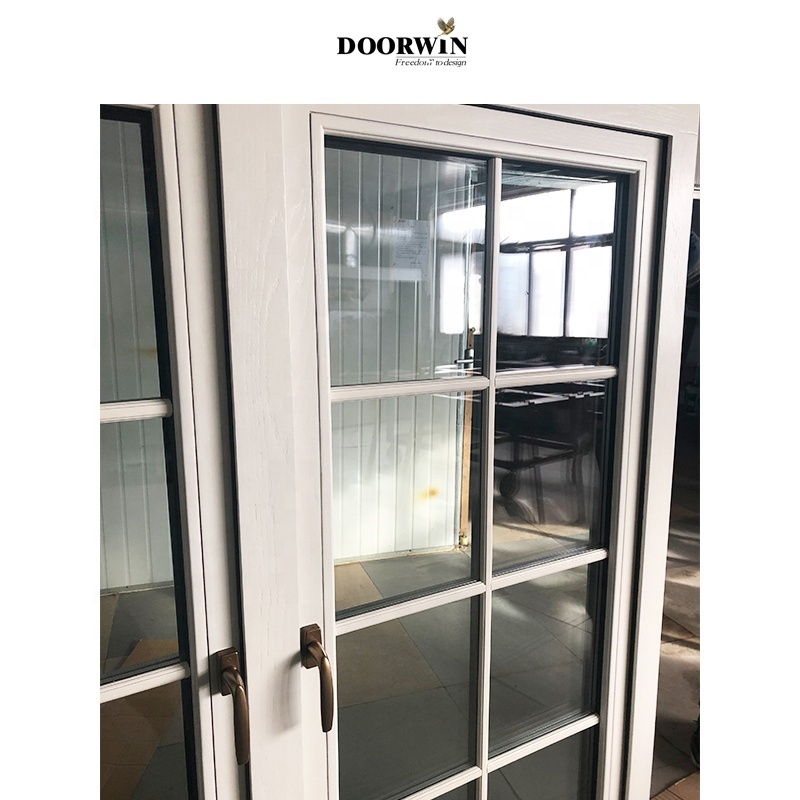 Doorwin White Aluminium Double Swing French Door And Grille Design Wooden Frames Casement Window