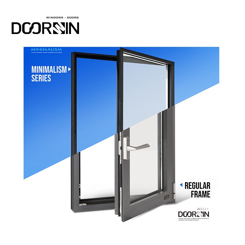 Doorwin Powder Coating Energy Efficient Windows Narrow Frame Double Tempered Glass Aluminum Casement Windows And Doors