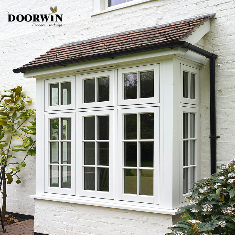 Doorwin NFRC Certificate California Hurricane proof impact resistance wood garden bay window with grill design