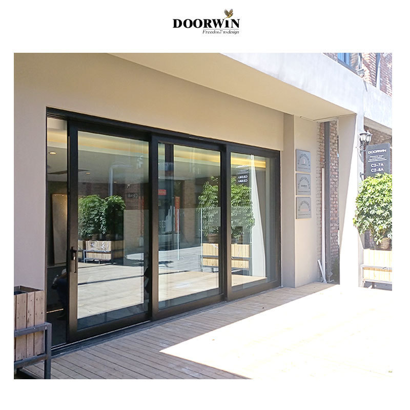 Doorwin NFRC Certificate Thermal Break Aluminium Outside Slider Metal Safety Double Glazed Patio Sliding Door Lift Sliding Door