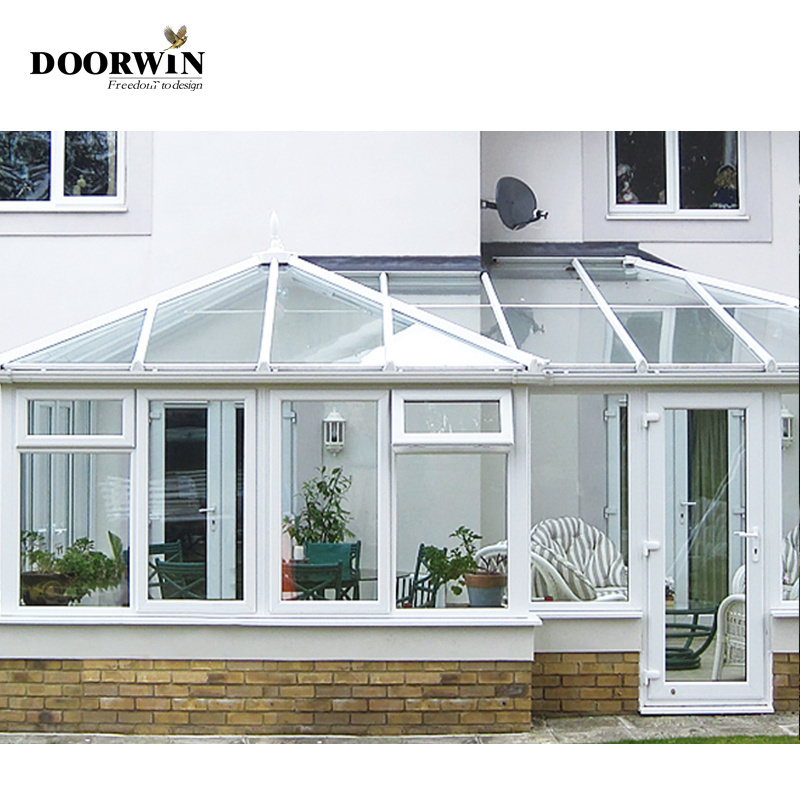 Doorwin new design Prefabricated Winter Garden Patio Enclosure Modern Glass House Free Standing 3 4 Seasons Sun Room