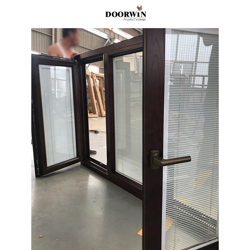 Doorwin Made To Measure Timber Aluminum Cladding Two Opening Ways Tilt And Turn Wooden Casement Windows With Built-In Blinds