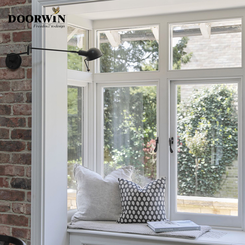 Doorwin NFRC factory direct sale customized energy efficient house window design wood garden balcony bay window