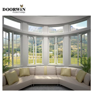 Doorwin NFRC Certificate California Hurricane proof impact resistance wood garden bay window with grill design