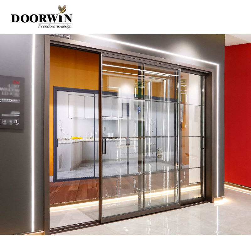 NFRC Doorwin New Product 10 Years Warranty Noiseless Double Glass Exterior Aluminum Sliding Doors