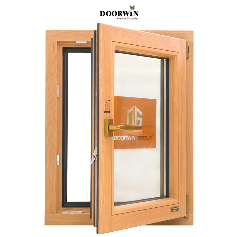 Doorwin Modern Design Composite Oak Wood Swing Windows Bedroom with Horizontal Opening